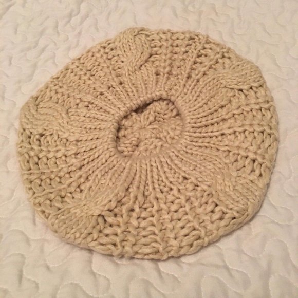 Knitted Beige Crochet Hat - Picture 2 of 4